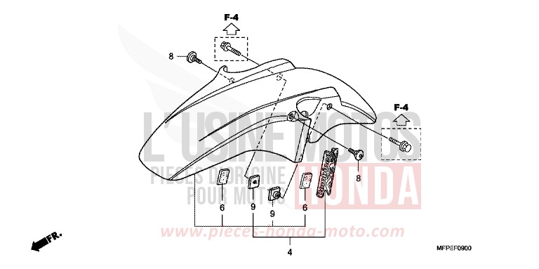 FRONT FENDER for CB1300 Super Bold'or ABS PEARL SUNBEAM WHITE (NHA66KF) from 2010